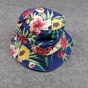 Coal Headwear Hat Bucket Small Blue Floral Tropical Print Unisex Cotton Resort
